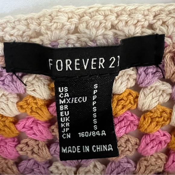 forever 21 Crop Top Grannycore Granny Square Nwt Festival Boho - Picture 3 of 6